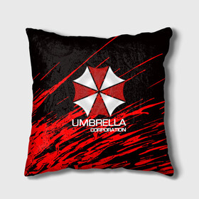 Подушка 3D с принтом UMBRELLA CORP в Кировске, наволочка – 100% полиэстер, наполнитель – холлофайбер (легкий наполнитель, не вызывает аллергию). | состоит из подушки и наволочки. Наволочка на молнии, легко снимается для стирки | biohazard | biohazard 7 | crocodile | fang | game | hand | monster | new umbrella | resident evil | resident evil 7 | umbrella | umbrella corp | umbrella corporation | zombie | обитель