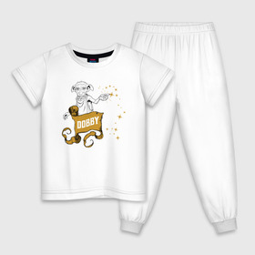 Детская пижама хлопок с принтом Dobby в Кировске, 100% хлопок |  брюки и футболка прямого кроя, без карманов, на брюках мягкая резинка на поясе и по низу штанин
 | vdgerir | гарри поттер | гриффиндор | дамблдор | добби | слизерин | хогвартс