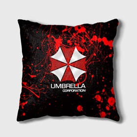 Подушка 3D с принтом UMBRELLA CORP в Кировске, наволочка – 100% полиэстер, наполнитель – холлофайбер (легкий наполнитель, не вызывает аллергию). | состоит из подушки и наволочки. Наволочка на молнии, легко снимается для стирки | biohazard | biohazard 7 | crocodile | fang | game | hand | monster | new umbrella | resident evil | resident evil 7 | umbrella | umbrella corp | umbrella corporation | zombie | обитель