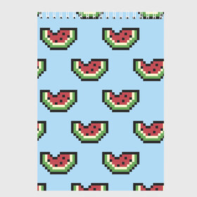 Скетчбук с принтом Пиксельный арбуз в Кировске, 100% бумага
 | 48 листов, плотность листов — 100 г/м2, плотность картонной обложки — 250 г/м2. Листы скреплены сверху удобной пружинной спиралью | minecraft | арбуз | арбузы | майнкрафт | пиксели | пиксель | фрукт | фрукты | ягода | ягоды