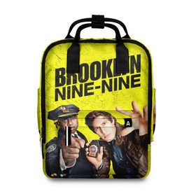 Женский рюкзак 3D с принтом Brooklyn Nine-Nine в Кировске, 100% полиэстер | лямки с регулируемой длиной, сверху ручки, чтобы рюкзак нести как сумку. Основное отделение закрывается на молнию, как и внешний карман. Внутри два дополнительных кармана, один из которых закрывается на молнию. По бокам два дополнительных кармашка, куда поместится маленькая бутылочка
 | 7 сезон | 99 участок | brooklyn nine nine | бруклин | бруклин 9 9 | комедия