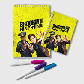 Блокнот с принтом Brooklyn Nine-Nine в Кировске, 100% бумага | 48 листов, плотность листов — 60 г/м2, плотность картонной обложки — 250 г/м2. Листы скреплены удобной пружинной спиралью. Цвет линий — светло-серый
 | 7 сезон | 99 участок | brooklyn nine nine | бруклин | бруклин 9 9 | комедия