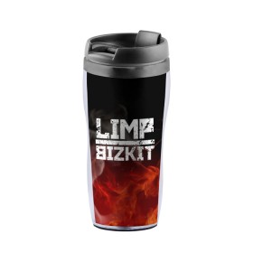 Термокружка-непроливайка с принтом LIMP BIZKIT в Кировске, внутренняя часть — пищевой пластик, наружная часть — прозрачный пластик, между ними — полиграфическая вставка с рисунком | объем — 350 мл, герметичная крышка | Тематика изображения на принте: dj lethal | limp bizkit | rock | джон отто | лимп бизкит | майк смит | музыка | роб уотерс | рок | сэм риверс | терри бальзамо | уэс борланд | фред дёрст