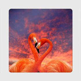 Магнит виниловый Квадрат с принтом Flamingo Love в Кировске, полимерный материал с магнитным слоем | размер 9*9 см, закругленные углы | Тематика изображения на принте: 14 февраля | 8 марта | валентинов день | верность | влюбленность | влюбленные | вместе | вместе навсегда | девушке | женат | женский день | женский праздник | закат | замужем | кружка | любимая