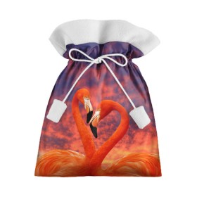 Подарочный 3D мешок с принтом Flamingo Love в Кировске, 100% полиэстер | Размер: 29*39 см | 14 февраля | 8 марта | валентинов день | верность | влюбленность | влюбленные | вместе | вместе навсегда | девушке | женат | женский день | женский праздник | закат | замужем | кружка | любимая