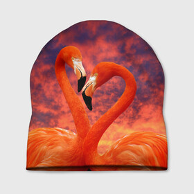 Шапка 3D с принтом Flamingo Love в Кировске, 100% полиэстер | универсальный размер, печать по всей поверхности изделия | 14 февраля | 8 марта | валентинов день | верность | влюбленность | влюбленные | вместе | вместе навсегда | девушке | женат | женский день | женский праздник | закат | замужем | кружка | любимая
