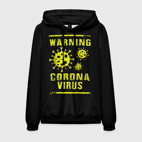 Мужская толстовка 3D с принтом Warning Corona Virus в Кировске, 100% полиэстер | двухслойный капюшон со шнурком для регулировки, мягкие манжеты на рукавах и по низу толстовки, спереди карман-кенгуру с мягким внутренним слоем. | 2019 | 2019 ncov | 2020 | corona | coronavirus | market | ncov | pneumonia | seafood | virus | warning | wuhan | вирус | внимание | китай | коронавирус | осторожно | ухань | уханьский коронавирус | штамм