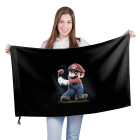Флаг 3D с принтом Марио в Кировске, 100% полиэстер | плотность ткани — 95 г/м2, размер — 67 х 109 см. Принт наносится с одной стороны | mario | игры | марио | мультфильмы | прикольные | хиты