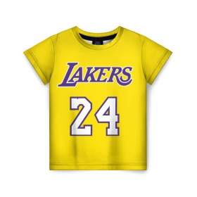 Детская футболка 3D с принтом Kobe Bryant 24 в Кировске, 100% гипоаллергенный полиэфир | прямой крой, круглый вырез горловины, длина до линии бедер, чуть спущенное плечо, ткань немного тянется | 24 | basketball | kobe bryant | lakers | nba
