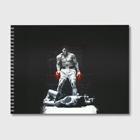 Альбом для рисования с принтом Muhammad Ali в Кировске, 100% бумага
 | матовая бумага, плотность 200 мг. | ali | muhammad ali | the greatest | али | бокс | мухамед али | мухаммед али