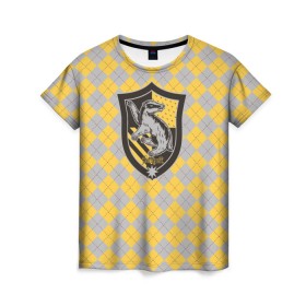 Женская футболка 3D с принтом Coat of Hufflepuff в Кировске, 100% полиэфир ( синтетическое хлопкоподобное полотно) | прямой крой, круглый вырез горловины, длина до линии бедер | Тематика изображения на принте: vdgerir | гарри поттер | гриффиндор | дамблдор | добби | слизерин | хогвартс