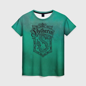 Женская футболка 3D с принтом Coat of Slytherin в Кировске, 100% полиэфир ( синтетическое хлопкоподобное полотно) | прямой крой, круглый вырез горловины, длина до линии бедер | vdgerir | гарри поттер | гриффиндор | дамблдор | добби | слизерин | хогвартс
