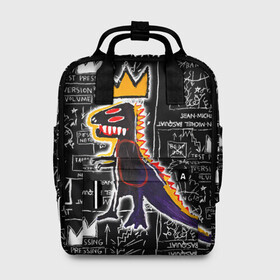 Женский рюкзак 3D с принтом Basquiat Dinosaur в Кировске, 100% полиэстер | лямки с регулируемой длиной, сверху ручки, чтобы рюкзак нести как сумку. Основное отделение закрывается на молнию, как и внешний карман. Внутри два дополнительных кармана, один из которых закрывается на молнию. По бокам два дополнительных кармашка, куда поместится маленькая бутылочка
 | Тематика изображения на принте: art | louis vuitton | lv
