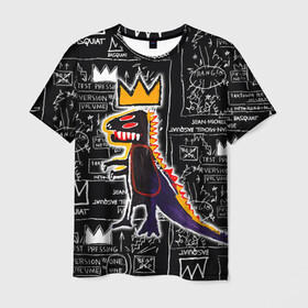 Мужская футболка 3D с принтом Basquiat Dinosaur в Кировске, 100% полиэфир | прямой крой, круглый вырез горловины, длина до линии бедер | Тематика изображения на принте: art | louis vuitton | lv