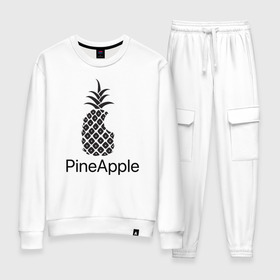 Женский костюм хлопок с принтом PineApple в Кировске, 100% хлопок | на свитшоте круглая горловина, мягкая резинка по низу. Брюки заужены к низу, на них два вида карманов: два 