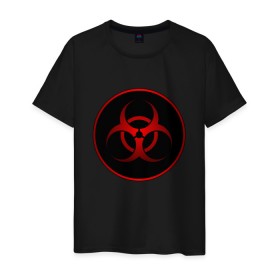 Мужская футболка хлопок с принтом Biohazard в Кировске, 100% хлопок | прямой крой, круглый вырез горловины, длина до линии бедер, слегка спущенное плечо. | biohazard | бактерии | бактерия | биологическая опасность | вирус | вирусы | заражение | зараза | заразный | знак | микроб | микробы | опасно | опасность | предупреждение | эпидемия