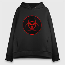 Женское худи Oversize хлопок с принтом Biohazard в Кировске, френч-терри — 70% хлопок, 30% полиэстер. Мягкий теплый начес внутри —100% хлопок | боковые карманы, эластичные манжеты и нижняя кромка, капюшон на магнитной кнопке | biohazard | бактерии | бактерия | биологическая опасность | вирус | вирусы | заражение | зараза | заразный | знак | микроб | микробы | опасно | опасность | предупреждение | эпидемия