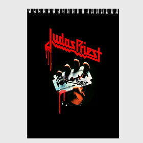 Скетчбук с принтом Judas Priest в Кировске, 100% бумага
 | 48 листов, плотность листов — 100 г/м2, плотность картонной обложки — 250 г/м2. Листы скреплены сверху удобной пружинной спиралью | Тематика изображения на принте: judas | priest | грув метал | группа | рок | хард рок | хеви метал