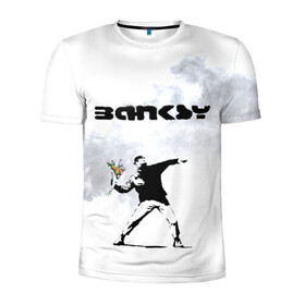 Мужская футболка 3D спортивная с принтом Banksy  в Кировске, 100% полиэстер с улучшенными характеристиками | приталенный силуэт, круглая горловина, широкие плечи, сужается к линии бедра | banksy | бэнкси | граффити | стрит арт | художник
