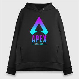 Женское худи Oversize хлопок с принтом APEX LEGENDS в Кировске, френч-терри — 70% хлопок, 30% полиэстер. Мягкий теплый начес внутри —100% хлопок | боковые карманы, эластичные манжеты и нижняя кромка, капюшон на магнитной кнопке | apex | apex legends | battle | battle royal | bloodhound | titanfall | wraith | апекс | апекс легендс | батл рояль | битва | война | каустик | королевская битва