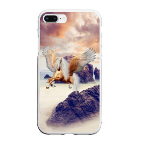 Чехол для iPhone 7Plus/8 Plus матовый с принтом Sea Sunset Horse в Кировске, Силикон | Область печати: задняя сторона чехла, без боковых панелей | вечернее небо | закат | конь | крылатый | крылья | легенды | летающий | лошадь | мистический | мифология | мифы | море | морской | облака | облачность | пегас | плед | погода | подушка | скалы | сумка