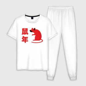 Мужская пижама хлопок с принтом Коронавирус в год Крысы в Кировске, 100% хлопок | брюки и футболка прямого кроя, без карманов, на брюках мягкая резинка на поясе и по низу штанин
 | 