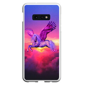 Чехол для Samsung S10E с принтом Dusk Sky Horse в Кировске, Силикон | Область печати: задняя сторона чехла, без боковых панелей | высота | закат | конь | крылья | легенды | летать | летающий | лошадь | мистический | мифология | мифы | небесный | небо | облака | облач | пегас | плед | подушка | полет | пурпурный | сумерки | сумка