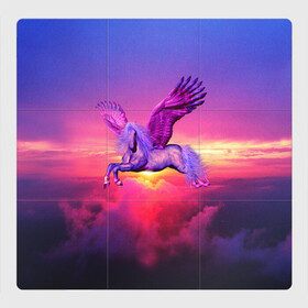 Магнитный плакат 3Х3 с принтом Dusk Sky Horse в Кировске, Полимерный материал с магнитным слоем | 9 деталей размером 9*9 см | высота | закат | конь | крылья | легенды | летать | летающий | лошадь | мистический | мифология | мифы | небесный | небо | облака | облач | пегас | плед | подушка | полет | пурпурный | сумерки | сумка