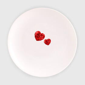 Тарелка с принтом Рубиновые сердца в Кировске, фарфор | диаметр - 210 мм
диаметр для нанесения принта - 120 мм | вместе | любовь | пара | рубин | сердце