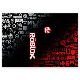 Поздравительная открытка с принтом ROBLOX | РОБЛОКС (Z) в Кировске, 100% бумага | плотность бумаги 280 г/м2, матовая, на обратной стороне линовка и место для марки
 | game | gamer | logo | minecraft | roblox | simulator | игра | конструктор | лого | майнкрафт | симулятор | строительство | фигура
