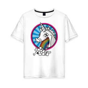 Женская футболка хлопок Oversize с принтом Unicorn do Rainbow в Кировске, 100% хлопок | свободный крой, круглый ворот, спущенный рукав, длина до линии бедер
 | 