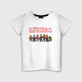 Детская футболка хлопок с принтом ROBLOX в Кировске, 100% хлопок | круглый вырез горловины, полуприлегающий силуэт, длина до линии бедер | game | gamer | logo | minecraft | roblox | simulator | игра | конструктор | лого | майнкрафт | симулятор | строительство | фигура