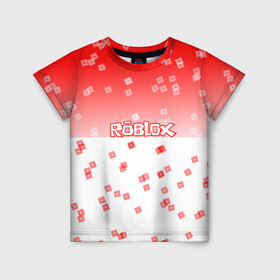 Детская футболка 3D с принтом ROBLOX в Кировске, 100% гипоаллергенный полиэфир | прямой крой, круглый вырез горловины, длина до линии бедер, чуть спущенное плечо, ткань немного тянется | 3d | roblox | игра | лого | логотип | надпись | онлайн | платформа | роблокс | эмблема