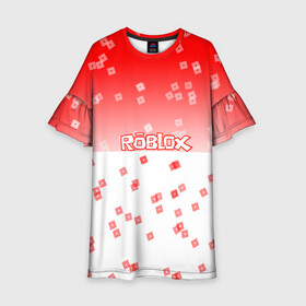 Детское платье 3D с принтом ROBLOX в Кировске, 100% полиэстер | прямой силуэт, чуть расширенный к низу. Круглая горловина, на рукавах — воланы | Тематика изображения на принте: 3d | roblox | игра | лого | логотип | надпись | онлайн | платформа | роблокс | эмблема