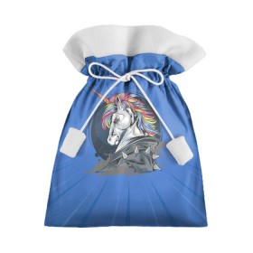 Подарочный 3D мешок с принтом Единорог Rock в Кировске, 100% полиэстер | Размер: 29*39 см | rock | единорог | единорог рокер | кожанка | конь | лошадь | многоцветный | радуга | рог | рок | шипы