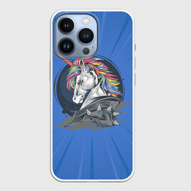 Чехол для iPhone 13 Pro с принтом Единорог Rock в Кировске,  |  | rock | единорог | единорог рокер | кожанка | конь | лошадь | многоцветный | радуга | рог | рок | шипы