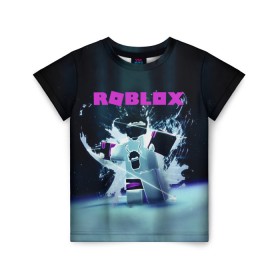 Детская футболка 3D с принтом ROBLOX в Кировске, 100% гипоаллергенный полиэфир | прямой крой, круглый вырез горловины, длина до линии бедер, чуть спущенное плечо, ткань немного тянется | Тематика изображения на принте: roblox | игра | компьютерная игра | логотип | онлайн | онлайн игра | роблакс | роблокс