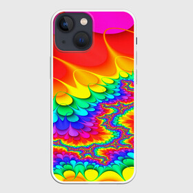 Чехол для iPhone 13 mini с принтом TIE DYE в Кировске,  |  | abstract | abstraction | color | fractal | geometry | paitnt | polygon | polygonal | psy | абстракция | геометрия | краски | неоновые | полигоны | психоделика | фрактал