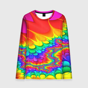 Мужской лонгслив 3D с принтом TIE-DYE в Кировске, 100% полиэстер | длинные рукава, круглый вырез горловины, полуприлегающий силуэт | abstract | abstraction | color | fractal | geometry | paitnt | polygon | polygonal | psy | абстракция | геометрия | краски | неоновые | полигоны | психоделика | фрактал