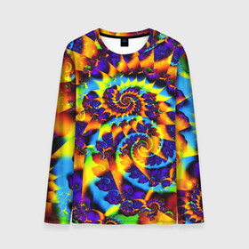 Мужской лонгслив 3D с принтом TIE-DYE COLOR в Кировске, 100% полиэстер | длинные рукава, круглый вырез горловины, полуприлегающий силуэт | Тематика изображения на принте: abstract | abstraction | color | fractal | geometry | paitnt | polygon | polygonal | psy | абстракция | геометрия | краски | неоновые | полигоны | психоделика | фрактал