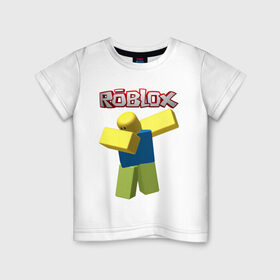 Детская футболка хлопок с принтом Roblox Dab в Кировске, 100% хлопок | круглый вырез горловины, полуприлегающий силуэт, длина до линии бедер | game | game roblox | logo roblox | online game | oof roblox dabbing | roblox | roblox dab | roblox noob | игра | игра роблокс | лого роблокс | онлайн игра | онлайн игра роблокс | роблокс | роблокс даб