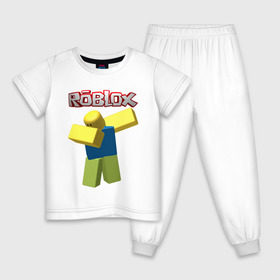 Детская пижама хлопок с принтом Roblox Dab в Кировске, 100% хлопок |  брюки и футболка прямого кроя, без карманов, на брюках мягкая резинка на поясе и по низу штанин
 | game | game roblox | logo roblox | online game | oof roblox dabbing | roblox | roblox dab | roblox noob | игра | игра роблокс | лого роблокс | онлайн игра | онлайн игра роблокс | роблокс | роблокс даб