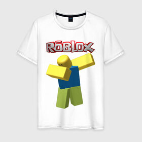 Мужская футболка хлопок с принтом Roblox Dab в Кировске, 100% хлопок | прямой крой, круглый вырез горловины, длина до линии бедер, слегка спущенное плечо. | game | game roblox | logo roblox | online game | oof roblox dabbing | roblox | roblox dab | roblox noob | игра | игра роблокс | лого роблокс | онлайн игра | онлайн игра роблокс | роблокс | роблокс даб