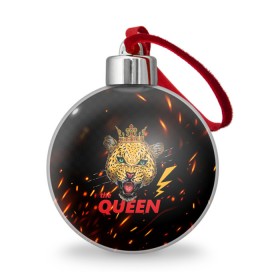 Ёлочный шар с принтом the Queen в Кировске, Пластик | Диаметр: 77 мм | queen | большая кошка | королева | корона | кошка | леопард | львица | молния