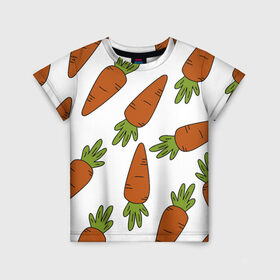 Детская футболка 3D с принтом Морковь в Кировске, 100% гипоаллергенный полиэфир | прямой крой, круглый вырез горловины, длина до линии бедер, чуть спущенное плечо, ткань немного тянется | 