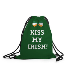 Рюкзак-мешок 3D с принтом Kiss my Irish в Кировске, 100% полиэстер | плотность ткани — 200 г/м2, размер — 35 х 45 см; лямки — толстые шнурки, застежка на шнуровке, без карманов и подкладки | британия | день святого патрика | золото | ирландия