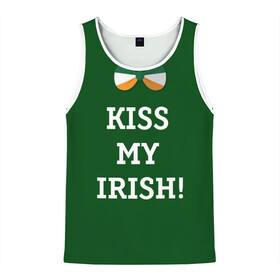 Мужская майка 3D с принтом Kiss my Irish в Кировске, 100% полиэстер | круглая горловина, приталенный силуэт, длина до линии бедра. Пройма и горловина окантованы тонкой бейкой | британия | день святого патрика | золото | ирландия