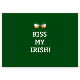 Поздравительная открытка с принтом Kiss my Irish в Кировске, 100% бумага | плотность бумаги 280 г/м2, матовая, на обратной стороне линовка и место для марки
 | британия | день святого патрика | золото | ирландия