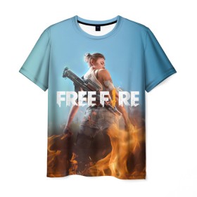 Мужская футболка 3D с принтом free fire в Кировске, 100% полиэфир | прямой крой, круглый вырез горловины, длина до линии бедер | Тематика изображения на принте: free fire | freefire | игра free fire | игра фрифаер | фри файр | фрифаер