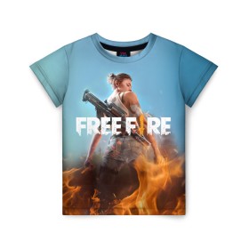 Детская футболка 3D с принтом free fire в Кировске, 100% гипоаллергенный полиэфир | прямой крой, круглый вырез горловины, длина до линии бедер, чуть спущенное плечо, ткань немного тянется | free fire | freefire | игра free fire | игра фрифаер | фри файр | фрифаер